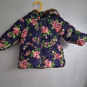 Carter's Floral Jacket With Faux Fur  Size 12 months